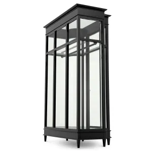 Luxus Schwarzer Glasvitrinenschrank mit Klassischem Architektonischem Rahmen – Luxus Hotelmöbel Seitenansicht von Luxury Group International