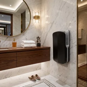 Luxury Black High-Speed Automatic Hand Dryer with Antibacterial Filtration System Lifestyle View by Luxury Group International