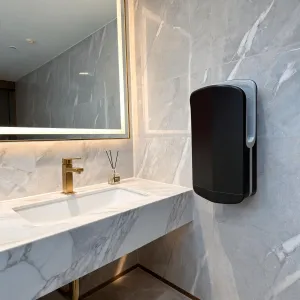 Luxury Black High-Speed Automatic Hand Dryer with Antibacterial Filtration System Lifestyle View by Luxury Group International