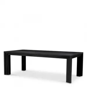 Luxury Black Open Grain Veneer Dining Table Front View by Luxury Group International