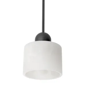Luxury Black Pendant Lamp with Frosted Opal Glass Shade Detail View by Luxury Group International