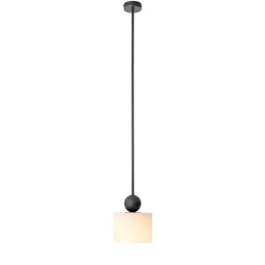 Luxury Black Pendant Lamp with Frosted Opal Glass Shade Front View by Luxury Group International