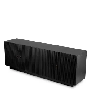 Luxus Schwarzes Sideboard mit Rillen und Vier Türen – Luxus Hotelmöbel Vorderansicht von Luxury Group International