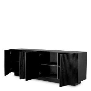 Luxus Schwarzes Sideboard mit Rillen und Vier Türen – Luxus Hotelmöbel Vorderansicht von Luxury Group International