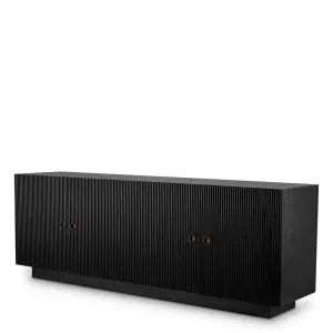 Luxus Schwarzes Sideboard mit Rillen und Vier Türen – Luxus Hotelmöbel Vorderansicht von Luxury Group International
