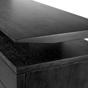 Luxus Schwarzes Sideboard mit Erhöhtem Oberen Regal & Mehrfach-Schubladenaufbewahrung – Luxus Hotelmöbel Detailansicht von Luxury Group International