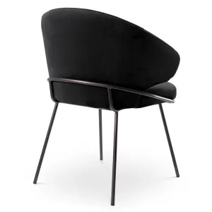 Silla de Comedor Tapizada Negra de Lujo con Respaldo Curvo y Estructura Metálica - Mobiliario de Hotel de Lujo Vista trasera por Luxury Group International