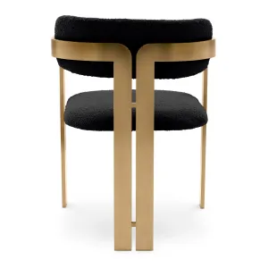 Chaise de Salle à Manger Luxueuse Noire Rembourrée avec Structure Métallique Dorée - Mobilier d'Hôtel de Luxe Vue de dos par Luxury Group International