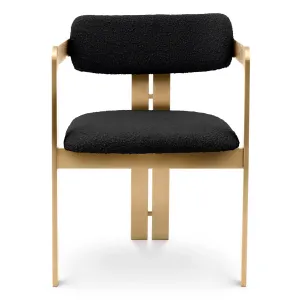 Chaise de Salle à Manger Luxueuse Noire Rembourrée avec Structure Métallique Dorée - Mobilier d'Hôtel de Luxe Vue de face par Luxury Group International