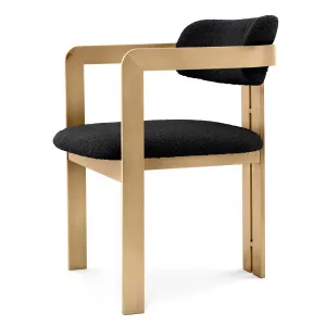 Chaise de Salle à Manger Luxueuse Noire Rembourrée avec Structure Métallique Dorée - Mobilier d'Hôtel de Luxe Vue de côté par Luxury Group International