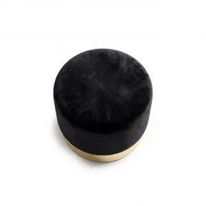 Luxury Black Velvet Round Stool with Gold Metal Base - Luxury Stool - Luxury Hotel Furniture Top View by Luxury Group International