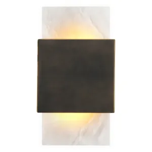 Luxury Black Wall Lamp with White Stone Backplate & Geometric Shade – 36 cm - Luxury Hotel Furniture Front View by Luxury Group International