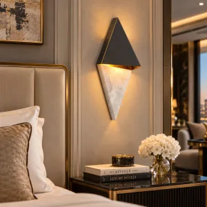 Luxury Black & White Wall Lamp with Golden Accent – 36 cm - Luxury Hotel Furniture Lifestyle View by Luxury Group International