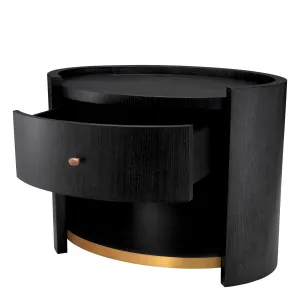 Luxury Black Wooden Nightstand with Drawer and Gold Accent Shelf - Luxury Nightstand Detail View by Luxury Group International