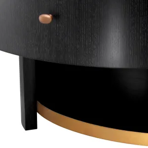 Luxury Black Wooden Nightstand with Drawer and Gold Accent Shelf - Luxury Nightstand Detail View by Luxury Group International