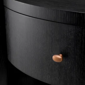 Luxury Black Wooden Nightstand with Drawer and Gold Accent Shelf - Luxury Nightstand Detail View by Luxury Group International
