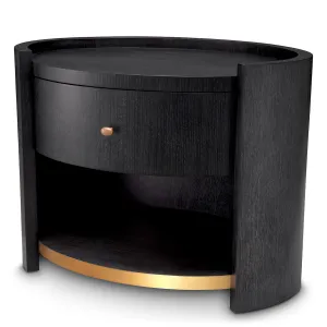 Luxury Black Wooden Nightstand with Drawer and Gold Accent Shelf - Luxury Nightstand by Luxury Group International