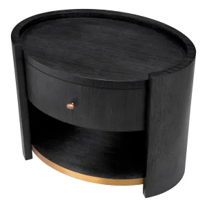 Luxury Black Wooden Nightstand with Drawer and Gold Accent Shelf - Luxury Nightstand Top View by Luxury Group International
