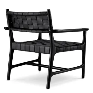 Luxury Black Woven Leather Armchair with Solid Wood Frame - Luxury Hotel Furniture Back View by Luxury Group International