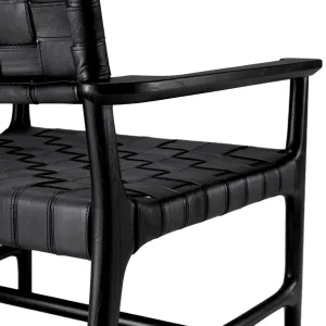 Luxury Black Woven Leather Armchair with Solid Wood Frame - Luxury Hotel Furniture Detail View by Luxury Group International