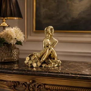 Escultura de Bronce de la Dama de la Fortuna con Venda y Cornucopia de Lujo Vista lifestyle por Luxury Group International