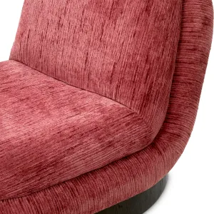 Luxus Bordeaux Drehbarer Loungesessel mit Ebenholz-Eichenfurnierbasis – Luxus Drehstuhl Seitenansicht von Luxury Group International
