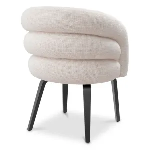 Sillón Bouclé Crema con Respaldo Curvo y Patas de Metal Negro - Mobiliario de Lujo para Hoteles Vista trasera por Luxury Group International