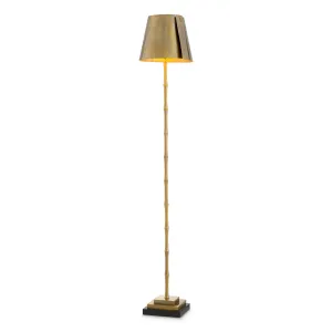 Luxury Brass Bamboo Floor Lamp with Metal Shade and Black Base by Luxury Group International