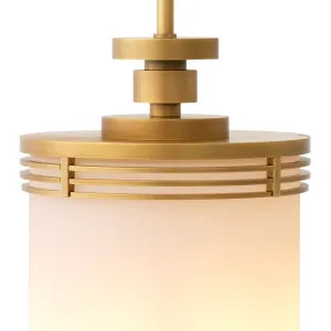 Lampada a Sospensione Cilindrica in Ottone di Lusso – Lampada da Soffitto Moderna con Vetro Satinato Vista dettaglio di Luxury Group International