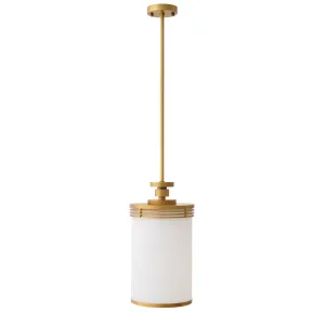 Lampada a Sospensione Cilindrica in Ottone di Lusso – Lampada da Soffitto Moderna con Vetro Satinato Vista frontale di Luxury Group International