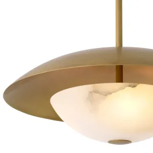 Lampada a Sospensione a Cupola in Ottone di Lusso con Diffusore in Alabastro Naturale per Interni Moderni Vista dettaglio di Luxury Group International