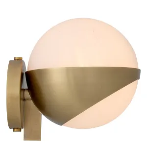 Luxus Messing Globus Wandleuchte mit Mattiertem Glasschirm Detailansicht von Luxury Group International