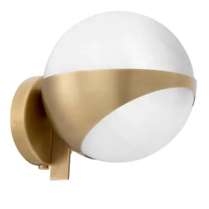 Luxus Messing Globus Wandleuchte mit Mattiertem Glasschirm Vorderansicht von Luxury Group International