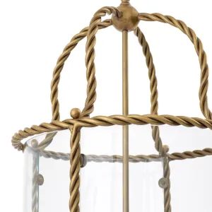 Luxury Brass Lantern Pendant Ceiling Lamp with Glass Enclosure Ø46 cm - Luxury Pendant Light Detail View by Luxury Group International