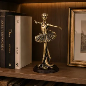 Luxury Bronze Ballerina Sculpture on Wooden Base - Luxury Bronze Figure Lifestyle View by Luxury Group International