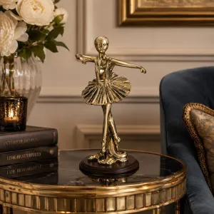 Luxury Bronze Ballerina Sculpture on Wooden Base - Luxury Bronze Figure Lifestyle View by Luxury Group International