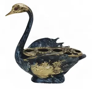 Luxus Bronze Enten-Blumenvase mit Skulpturiertem Gefieder & Durchbrochenem Blumenhalter – Luxus Vasen von Luxury Group International
