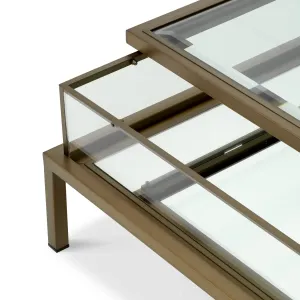 Luxury Bronze Glass Coffee Table with Double-Tier Metal Frame - Luxury Coffee table Detail View by Luxury Group International
