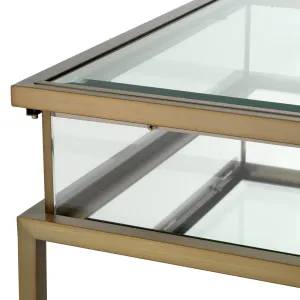 Luxury Bronze Glass Coffee Table with Double-Tier Metal Frame - Luxury Coffee table Detail View by Luxury Group International