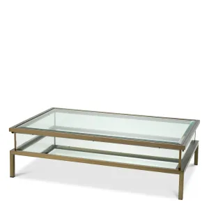 Luxury Bronze Glass Coffee Table with Double-Tier Metal Frame - Luxury Coffee table Front View by Luxury Group International