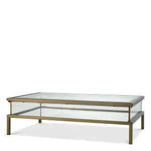 Luxury Bronze Glass Coffee Table with Double-Tier Metal Frame - Luxury Coffee table Front View by Luxury Group International