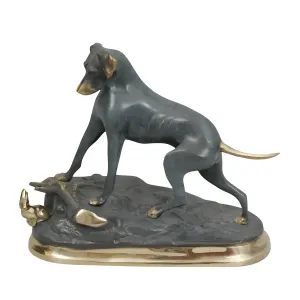 Luxus Bronze Jagdhund mit Kaninchen Skulptur in drei verschiedenen Ausführungen von Luxury Group International