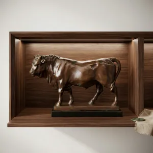 Sculpture de Taureau Majestueux en Bronze de Luxe Vue lifestyle par Luxury Group International