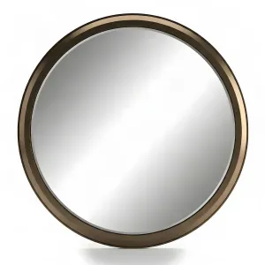 Miroir Mural Rond en Bronze de Luxe avec Cadre Biseauté - Miroir Mural de Luxe - Mobilier d'Hôtel de Luxe Vue de face par Luxury Group International