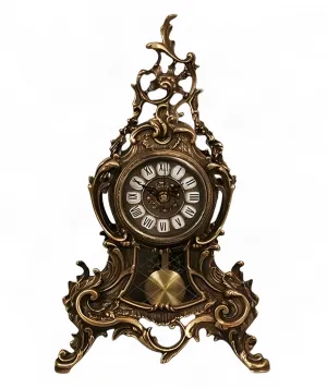 Reloj de Mesa de Bronce de Lujo con Marco de Arabescos Barrocos y Péndulo Decorativo por Luxury Group International