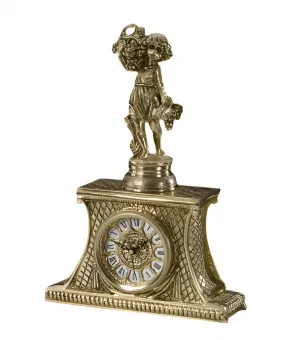 Luxury Bronze Table Clock with Flower-Bearing Maiden Sculpture - Royal Home Accessories Front View by Luxury Group International