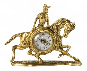 Orologio da Tavolo di Lusso in Bronzo con Scultura di Cavaliere a Cavallo e Quadrante Romano Classico - Orologio da Tavolo di Lusso di Luxury Group International