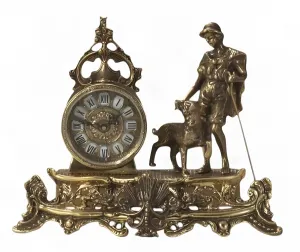Horloge de Table en Bronze de Luxe avec Figure de Berger et Base Ornementale Baroque par Luxury Group International