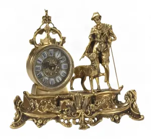 Horloge de Table en Bronze de Luxe avec Figure de Berger et Base Ornementale Baroque par Luxury Group International