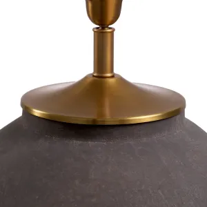 Luxury Brown Ceramic Table Lamp with Natural Linen Shade Detail View by Luxury Group International